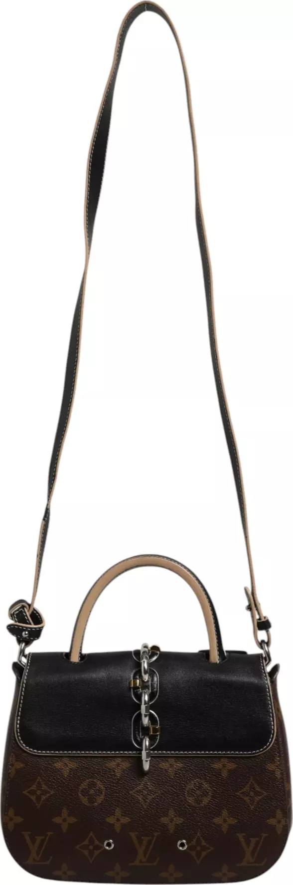 LOUIS VUITTON Calfskin Monogram Chain It Bag PM Black thumbnail 3